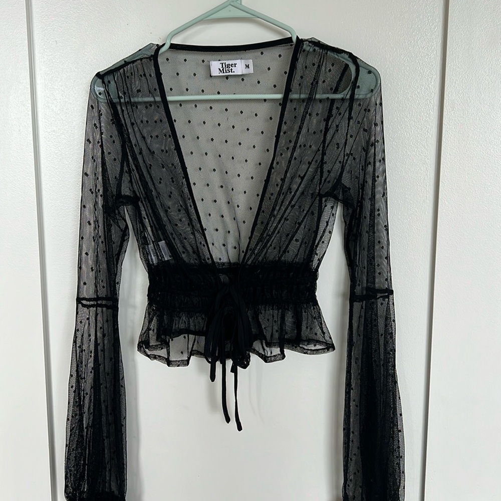 Tiger Mist Black Sheer Crop Top